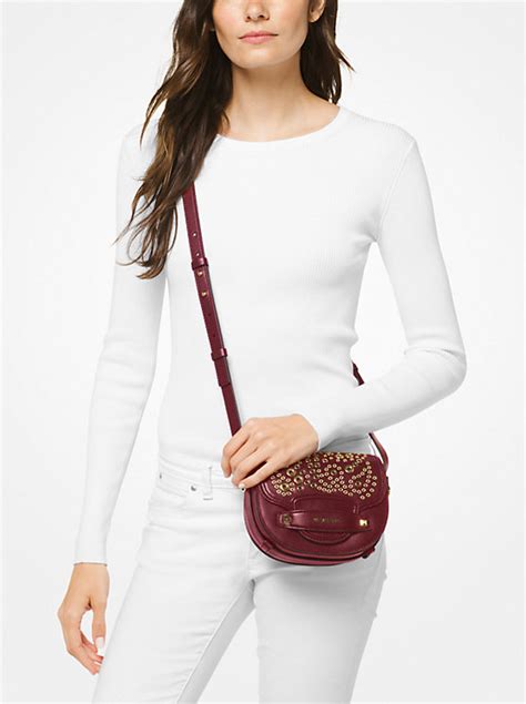 michael michael kors cary small leather saddle bag|michael kors saddle crossbody bag.